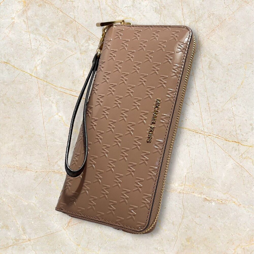 Michael Kors Jet Set SIGNATURE Travel Continental Wallet - Fawn/Gold  NWT - Picture 7 of 12